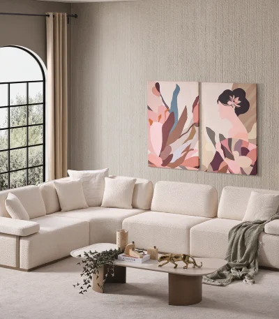 The Inara Corner Sofa Set adds a sophisticated touch to your living space with its timeless fabric and minimalist design. Its modular structure allows it to perfectly fit into any room.
