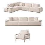 The Inara Corner Sofa Set adds a sophisticated touch to your living space with its timeless fabric and minimalist design. Its modular structure allows it to perfectly fit into any room.