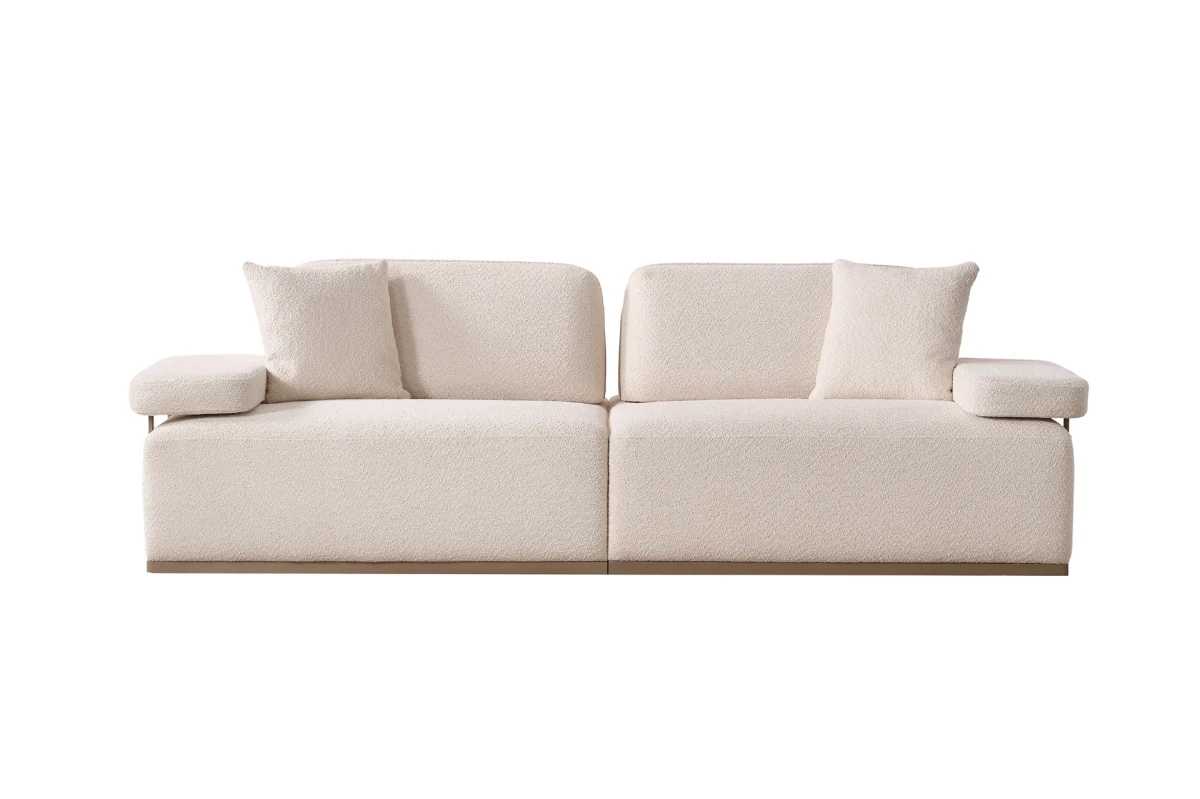 The Inara Corner Sofa adds a sophisticated touch to your living space with its timeless fabric and minimalist design. Its modular structure allows it to perfectly fit into any room.