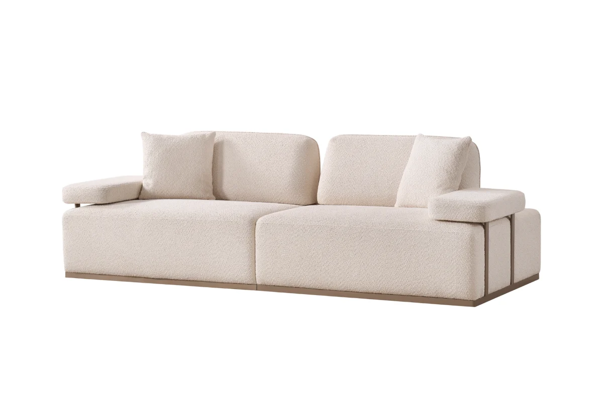 The Inara Corner Sofa adds a sophisticated touch to your living space with its timeless fabric and minimalist design. Its modular structure allows it to perfectly fit into any room.