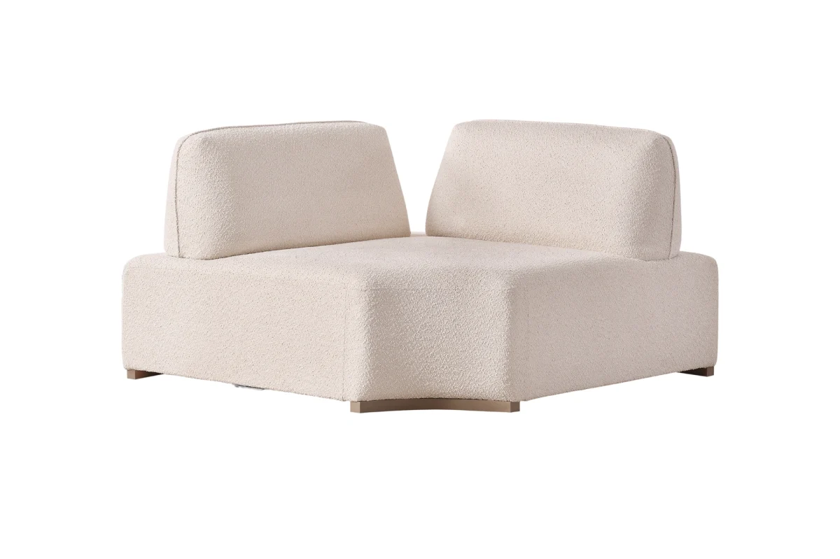 The Inara Corner Sofa adds a sophisticated touch to your living space with its timeless fabric and minimalist design. Its modular structure allows it to perfectly fit into any room.
