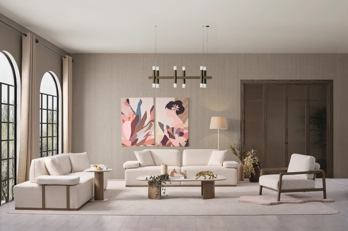 The Inara Corner Sofa Set adds a sophisticated touch to your living space with its timeless fabric and minimalist design. Its modular structure allows it to perfectly fit into any room.