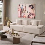 The Inara Corner Sofa Set adds a sophisticated touch to your living space with its timeless fabric and minimalist design. Its modular structure allows it to perfectly fit into any room.