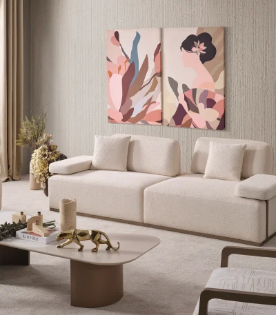 De Inara hoekbank voegt een verfijnde touch toe aan uw woonkamer met zijn tijdloze stof en minimalistische design. Dankzij de modulaire opbouw past de bank perfect in elke ruimte.