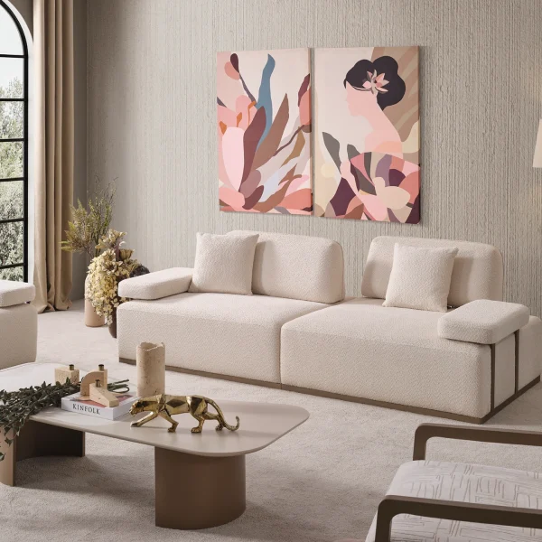 The Inara Corner Sofa Set adds a sophisticated touch to your living space with its timeless fabric and minimalist design. Its modular structure allows it to perfectly fit into any room.