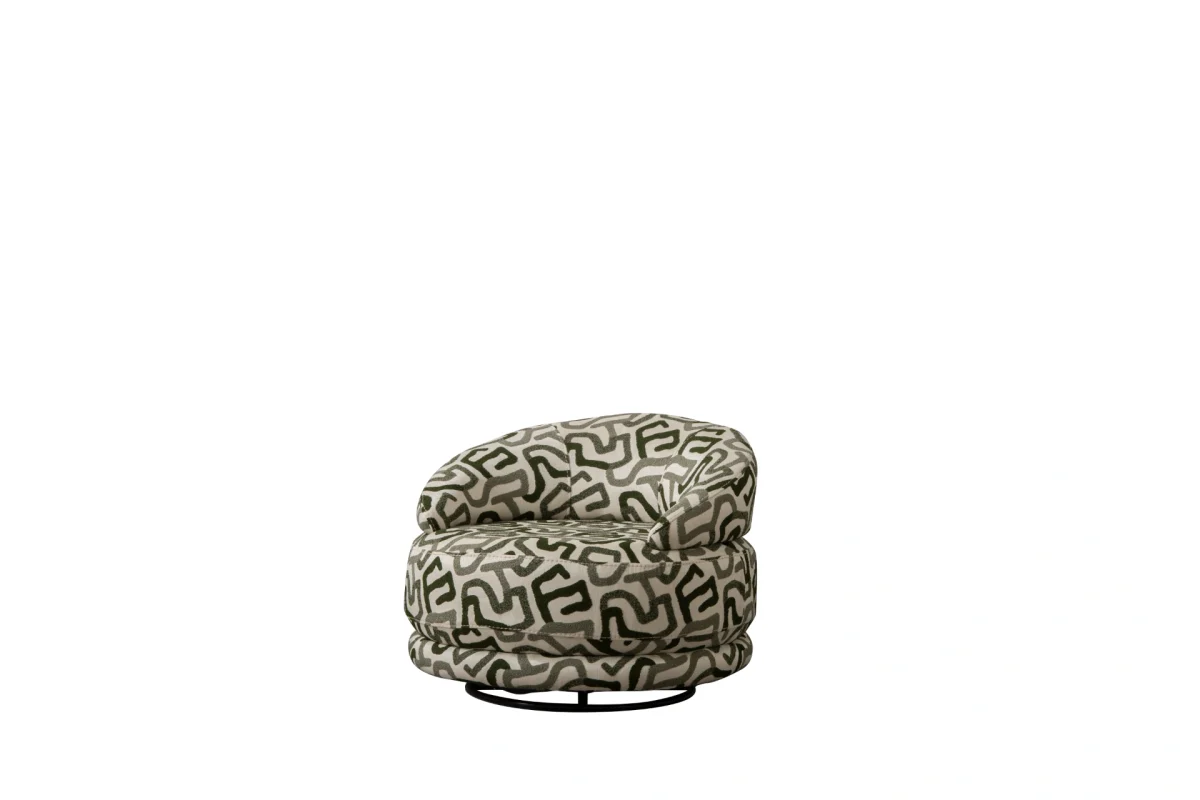Lara Armchair: Spin in style with our geometric masterpiece. The perfect blend of retro patterns and modern comfort.