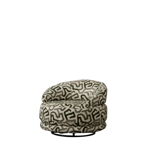 Lara Armchair: Spin in style with our geometric masterpiece. The perfect blend of retro patterns and modern comfort.