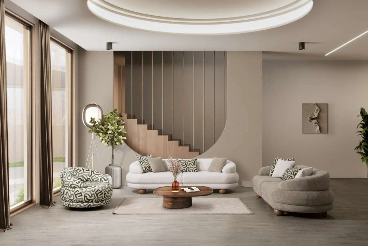 The Lara Sofa Set is more than just a piece of furniture; it's a design statement. Inspired by the fluid shapes of nature, this set eliminates sharp edges, opting instead for organic curves. Upholstered in high-density fabric, this set offers a luxurious experience that appeals to both the touch and the eye.