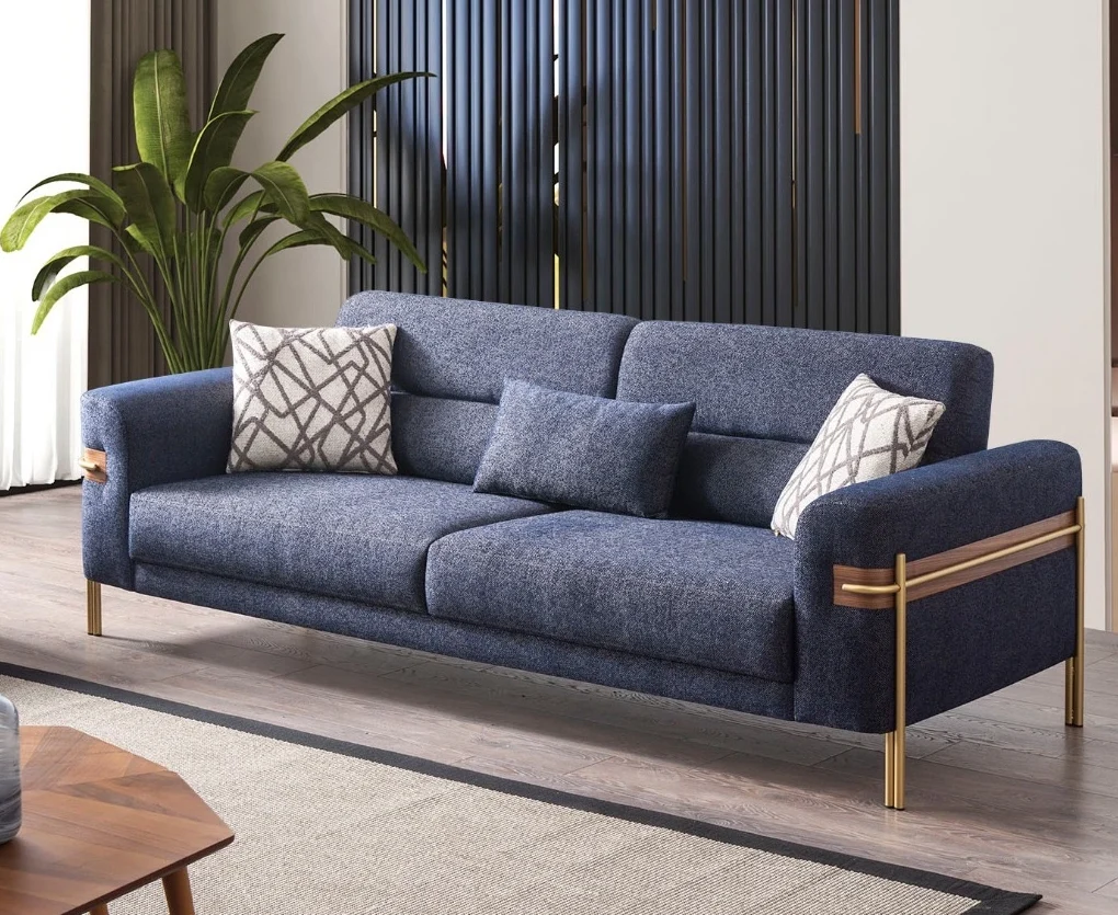 Lina Two Seater sofa adjustable motion functional sofa Sofaturkey living room furniture 7 Lina Two Seater Sofa featuring modern armrest accents, subtle metallic legs, and a wide seating surface.