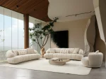 The Loris Corner Sofa Set redefines the modern living space. With its unique texture and fabric, it offers a sophisticated modular solution for contemporary European homes.