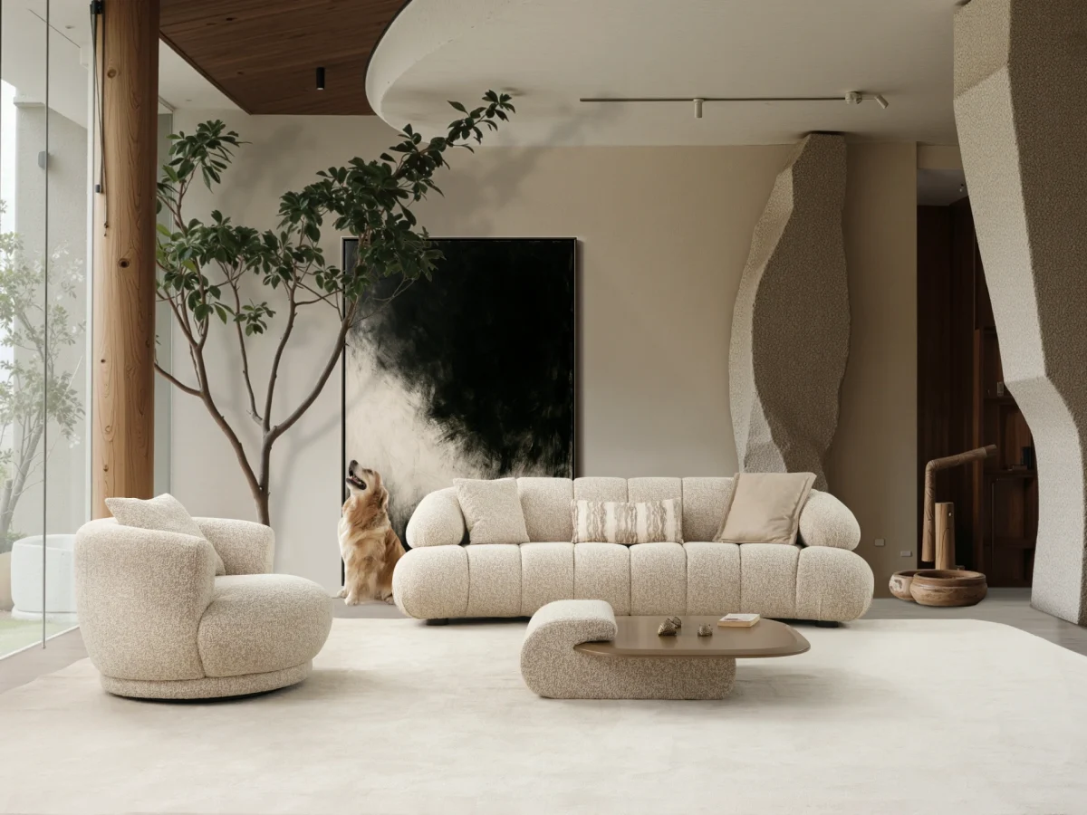The Loris Corner Sofa Set redefines the modern living space. With its unique texture and fabric, it offers a sophisticated modular solution for contemporary European homes.