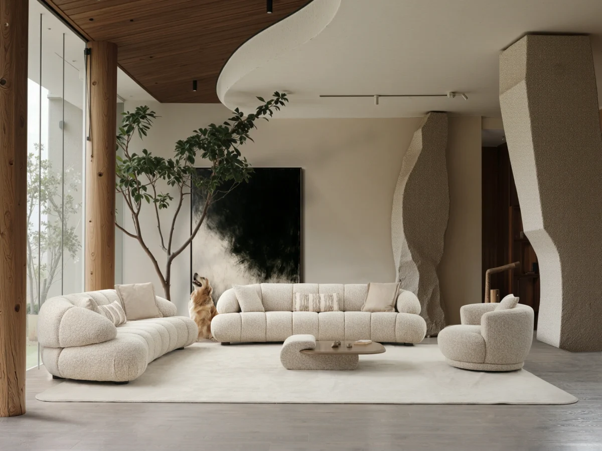 The Loris Corner Sofa Set redefines the modern living space. With its unique texture and fabric, it offers a sophisticated modular solution for contemporary European homes.