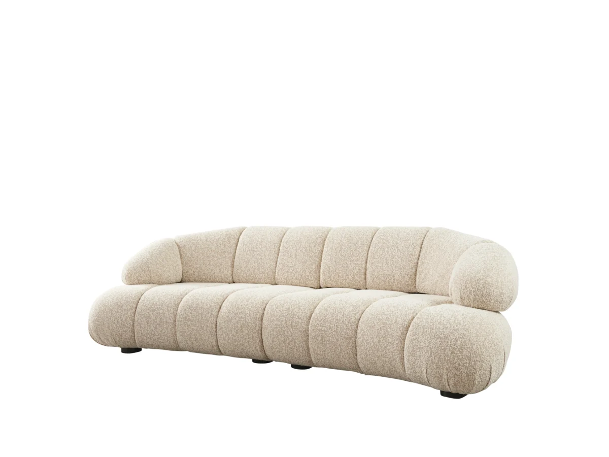 The Loris Sofa brings sculptural elegance to your home. With its signature texture and soft fabric, it offers a sophisticated relaxation experience for contemporary living.