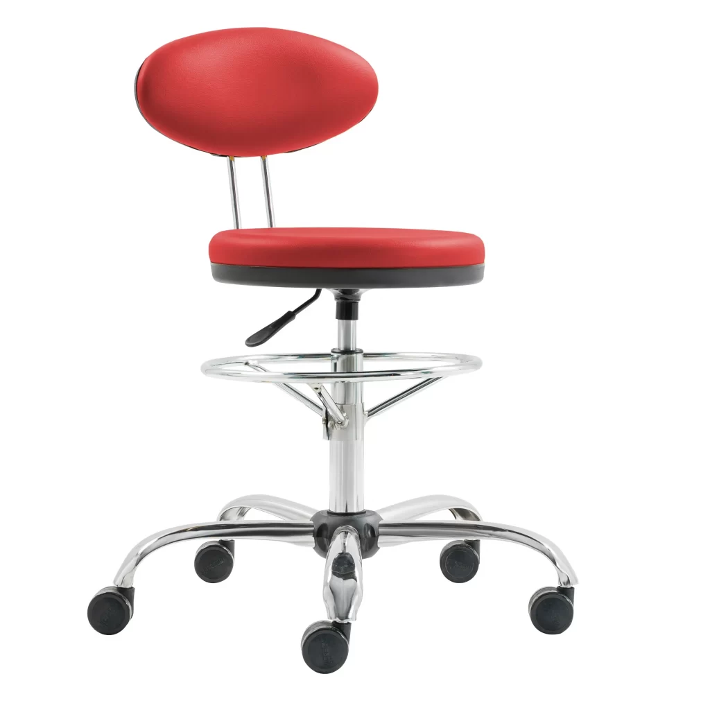 Lova C BRLG Office Stool Chromium Legs Backrest and Whole Round Legroom
