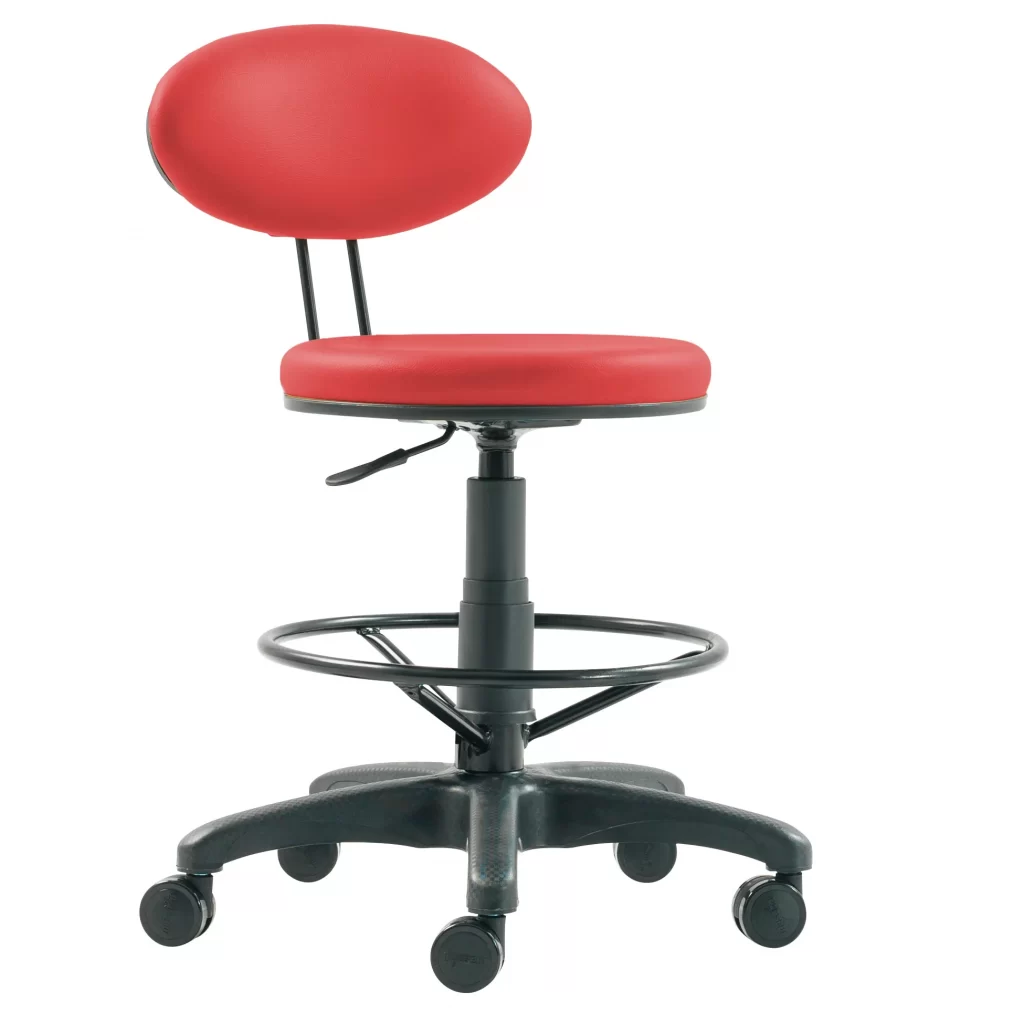Lova P BRLG Office Stool Plastic Legs Backrest and Whole Round Legroom
