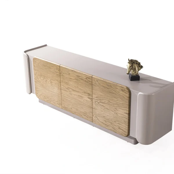 The Lumina Office Console is a masterpiece of functional art. With its seamlessly concealed compartments and distinctive curved silhouette, it offers a sophisticated storage solution for modern executives.