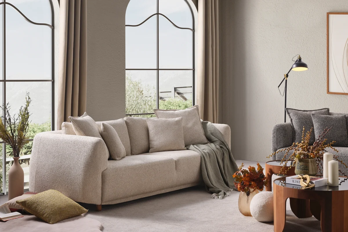 Experience the pinnacle of modern comfort with the Lyra Sofa Set. With its organic curves and highly durable fabric, it's designed for stylish European homes.