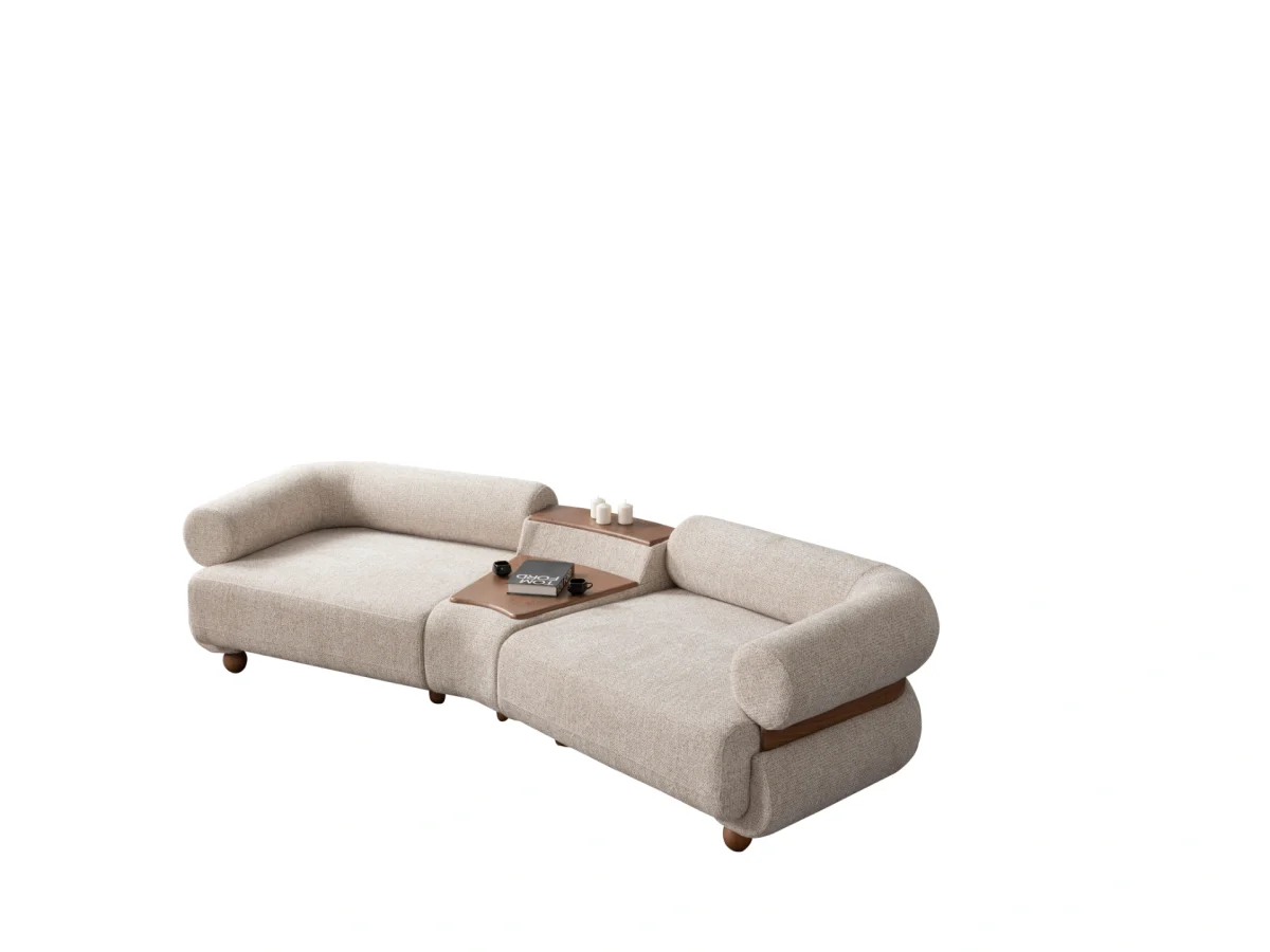 The Milan Sofa is an expression of modern elegance and organic design. This unique sofa is meticulously crafted for contemporary European homes. The rich, tactile fabric adds warmth and a high-end feel to any living space.