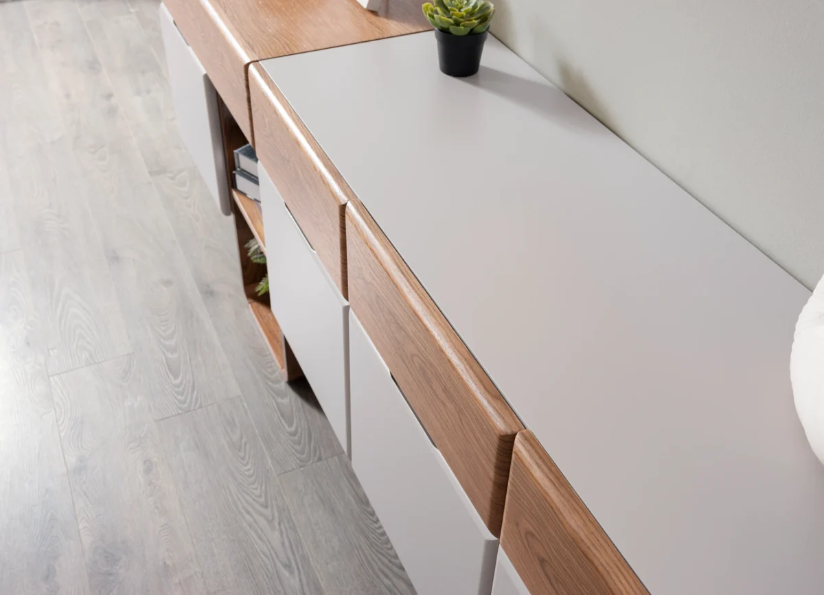 The Milan Modern TV Console Unit is designed for those who appreciate the beauty of contemporary minimalism. Reflecting the organic curves and refined materials found in the Milan collection, this piece serves as the perfect focal point for your living room.