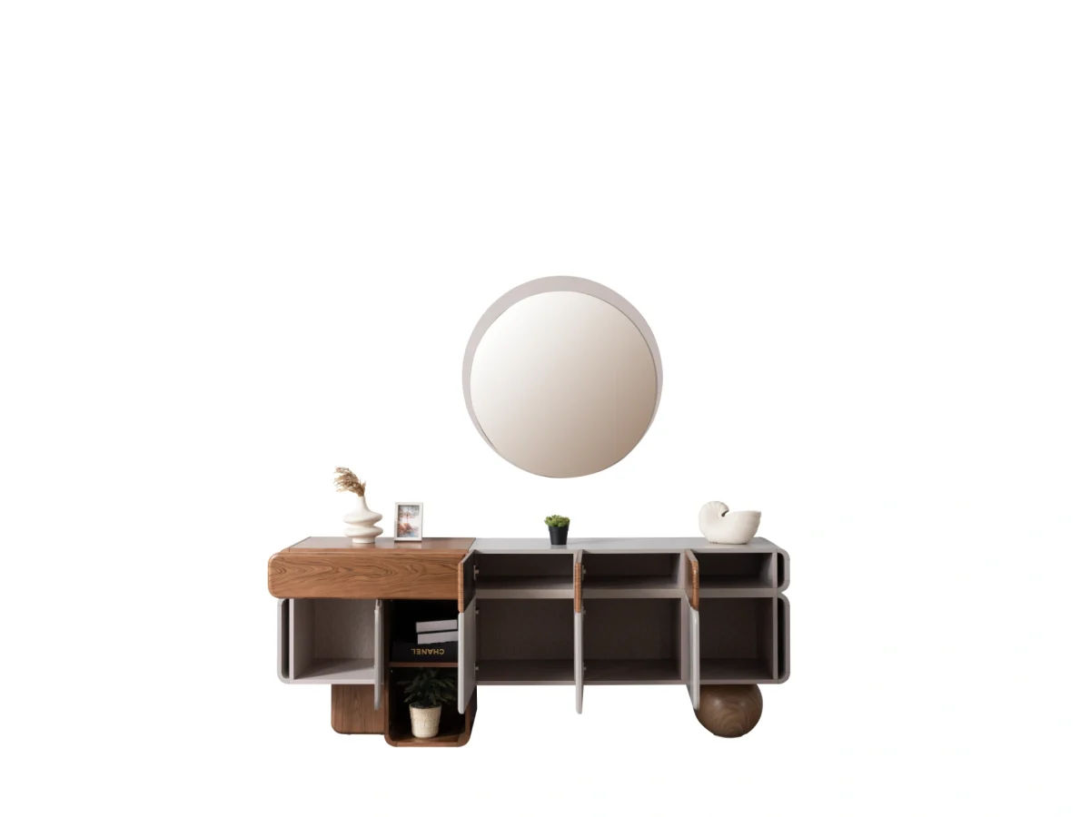 The Milan Modern TV Console Unit is designed for those who appreciate the beauty of contemporary minimalism. Reflecting the organic curves and refined materials found in the Milan collection, this piece serves as the perfect focal point for your living room.