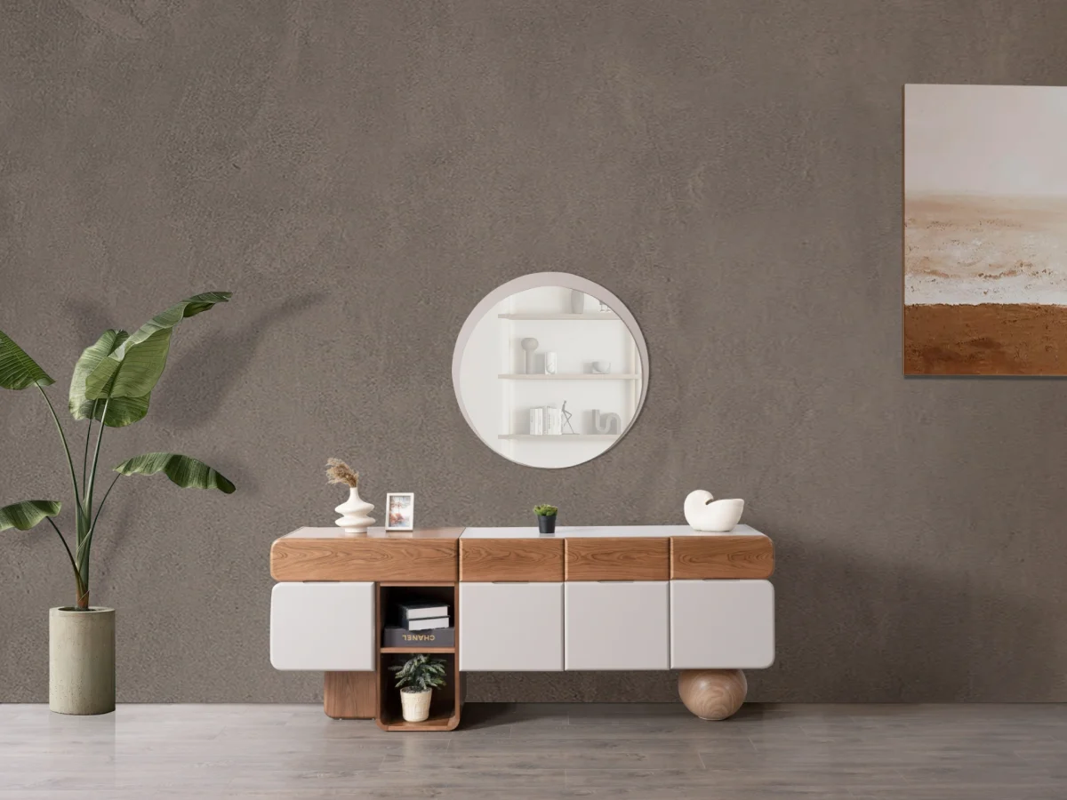 The Milan Modern TV Console Unit is designed for those who appreciate the beauty of contemporary minimalism. Reflecting the organic curves and refined materials found in the Milan collection, this piece serves as the perfect focal point for your living room.