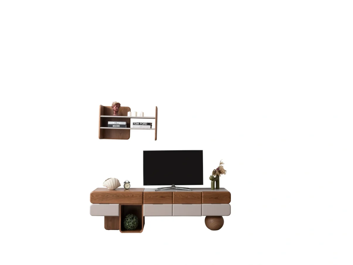 The Milan Modern TV Console Unit is designed for those who appreciate the beauty of contemporary minimalism. Reflecting the organic curves and refined materials found in the Milan collection, this piece serves as the perfect focal point for your living room.