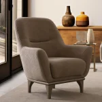 A prestigious Nadora Armchair Set arranged in a grand, high-ceiling living room, reflecting a luxurious and sophisticated lifestyle.