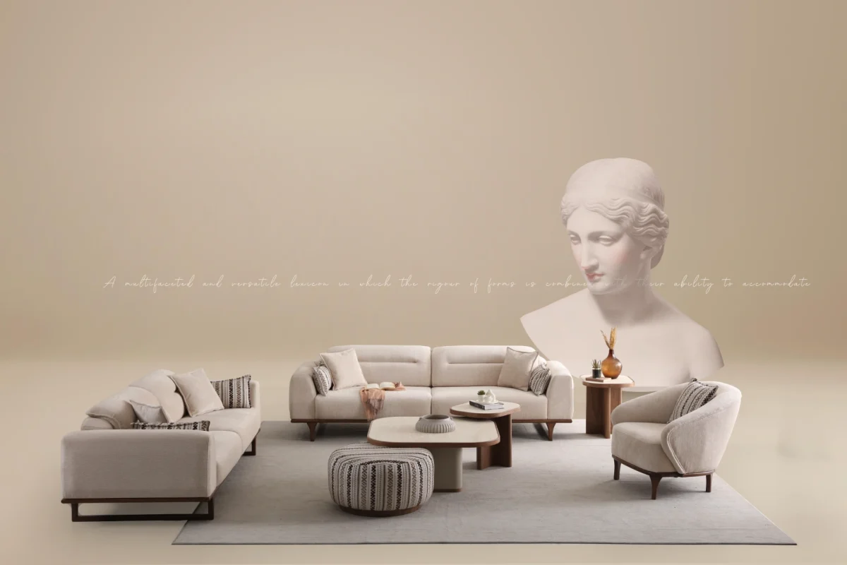 Elevate your living space with the Noa Sofa Set, a masterpiece of contemporary furniture design that balances bold aesthetics with cloud-like comfort.