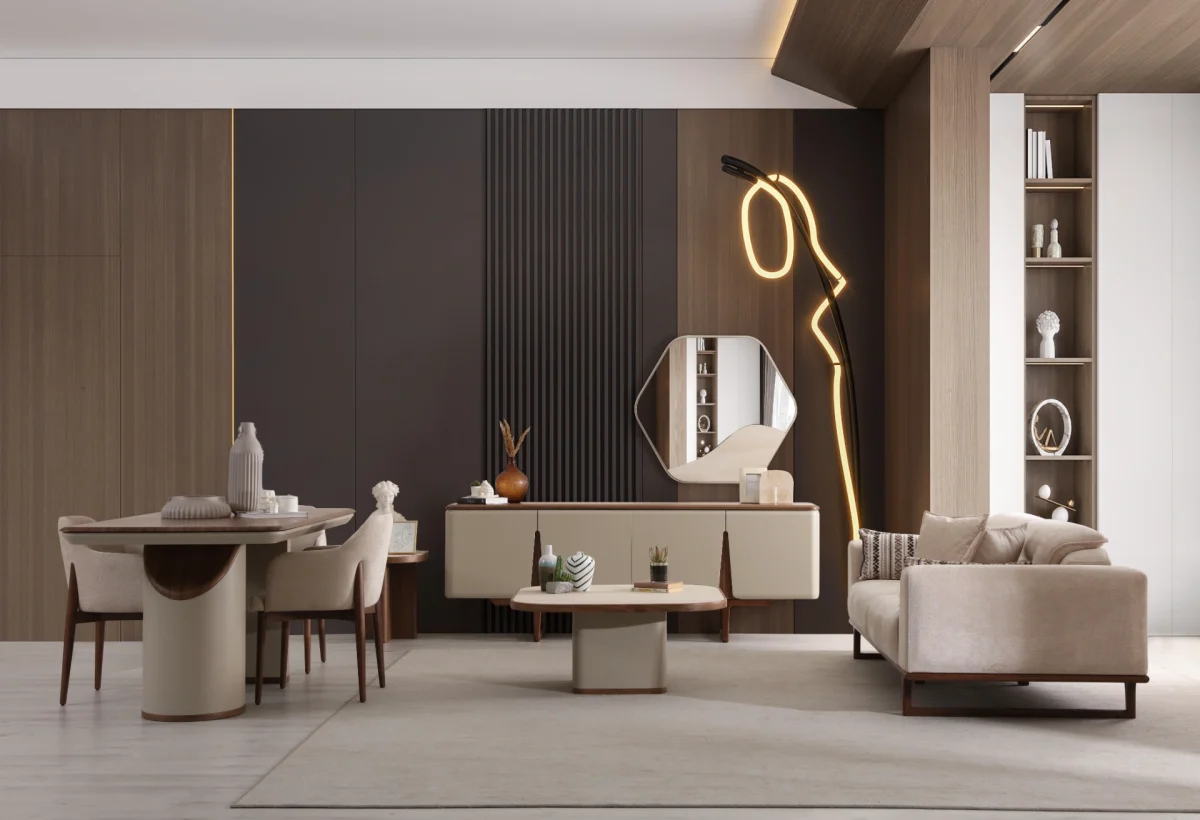 Elevate your living space with the Noa Sofa Set, a masterpiece of contemporary furniture design that balances bold aesthetics with cloud-like comfort.