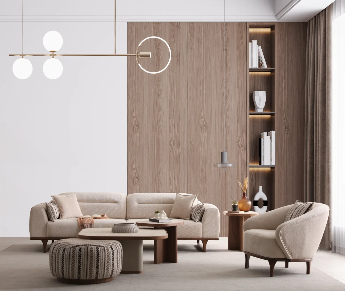 Elevate your living space with the Noa Sofa Set, a masterpiece of contemporary furniture design that balances bold aesthetics with cloud-like comfort.