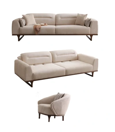 Elevate your living space with the Noa Sofa Set, a masterpiece of contemporary furniture design that balances bold aesthetics with cloud-like comfort.