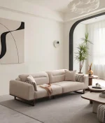 The Noa Sofa is a masterpiece of contemporary Turkish craftsmanship, designed exclusively for distinguished European homes. Its fluid, organic silhouette is upholstered in high-quality fabric that invites you to relax. This sofa is more than just a piece of furniture; it's a style statement that adds an airy, modern feel to any living space.
