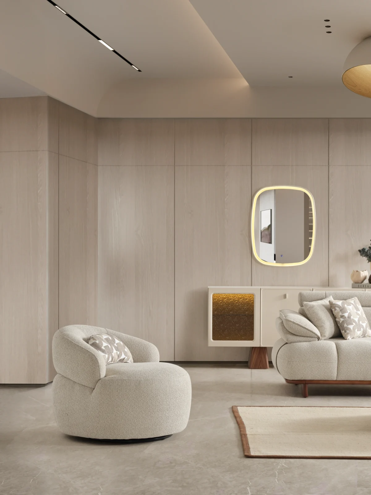 The Nola Armchair is the ultimate design piece for modern interiors. Its soft texture offers the perfect blend of luxury and comfort.