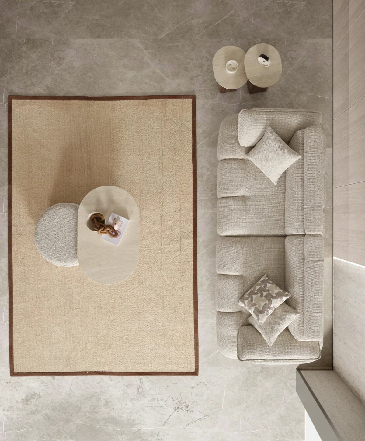 The Nola Sofa adds an architectural touch to your living room with its flowing lines and tactile richness. Experience comfort wrapped in the season's trendiest fabric.