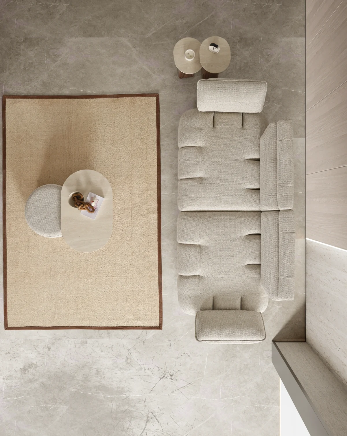 The Nola Sofa adds an architectural touch to your living room with its flowing lines and tactile richness. Experience comfort wrapped in the season's trendiest fabric.