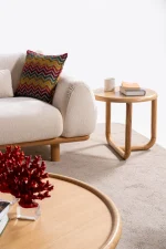 The Thalia Sofa combines organic, rounded lines with the rich texture of premium fabric. A bold piece that brings modern warmth to any living room.