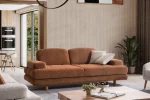 Modern living room featuring the Troyas sofa set in a warm terracotta hue, showcasing soft curves and a textured finish for a cozy, contemporary aesthetic – SofaTurkey.