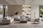Velora Set Sofa featuring two modern mechanism sofas and two tub-style armchairs arranged in a spacious living room setting.