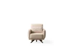 The Vento Armchair is designed to be the perfect relaxation corner in your home. Combining architectural precision with inviting softness, this armchair features a unique base that offers both functionality and superior aesthetics. The textured, premium upholstery has been carefully selected to provide a warm and tactile experience while maintaining the durability needed for daily use.