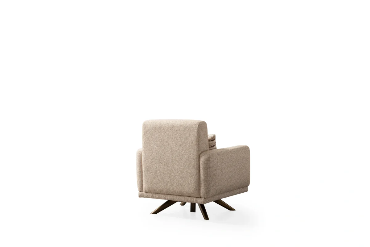 The Vento Armchair is designed to be the perfect relaxation corner in your home. Combining architectural precision with inviting softness, this armchair features a unique base that offers both functionality and superior aesthetics. The textured, premium upholstery has been carefully selected to provide a warm and tactile experience while maintaining the durability needed for daily use.