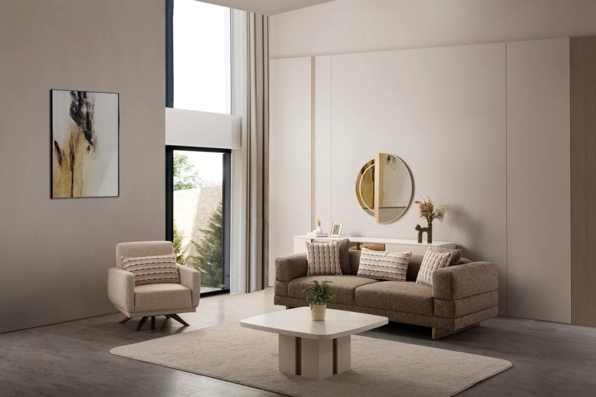 Experience the perfect blend of minimalist aesthetics and superior comfort. The Vento Sofa Set is designed for stylish European homes and is crafted from highly durable, premium textured fabric.