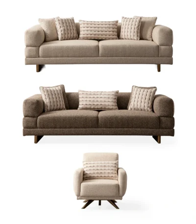 Experience the perfect blend of minimalist aesthetics and superior comfort. The Vento Sofa Set is designed for stylish European homes and is crafted from highly durable, premium textured fabric.