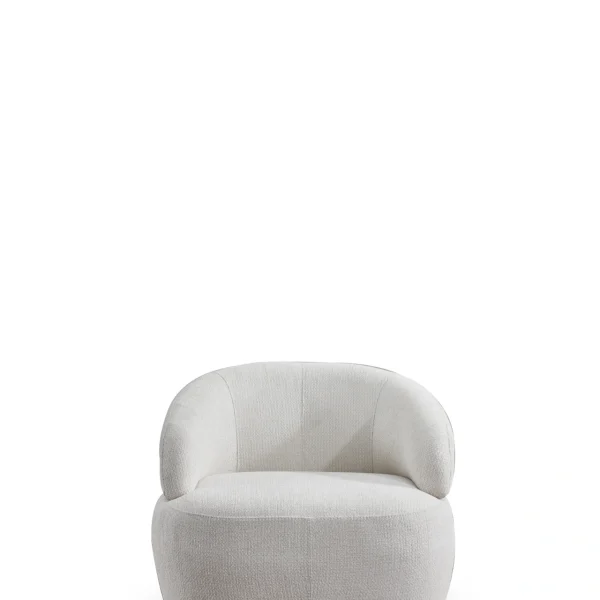 The Vogue Armchair is a masterpiece of organic design. Its soft fabric offers cocoon-like comfort, elevating any modern interior.