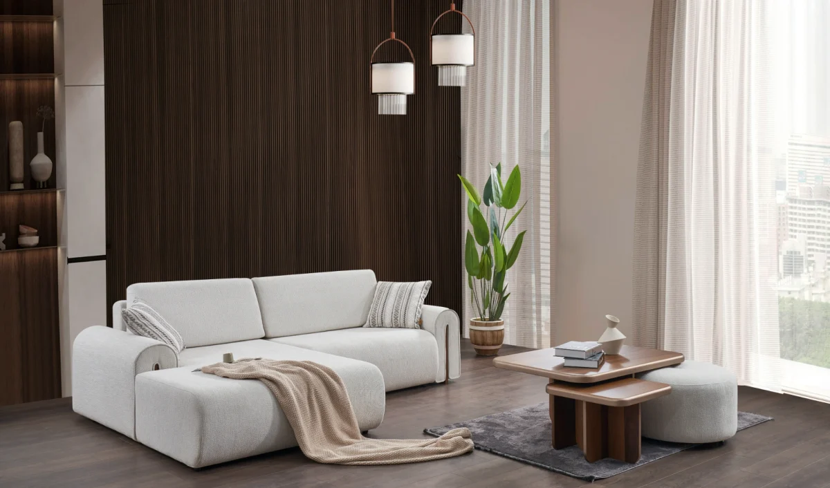 The Vogue Corner Sofa Set defines modern luxury with its soft fabric and sophisticated modular design. It's the perfect blend of comfort and high-end aesthetics for your home.