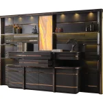 Zenith Cabinet and Panel is a monumental storage solution for high-end offices. Combining architectural linear patterns with warm onyx lighting, it defines executive prestige.