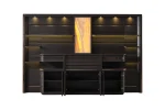 Zenith Cabinet and Panel is a monumental storage solution for high-end offices. Combining architectural linear patterns with warm onyx lighting, it defines executive prestige.