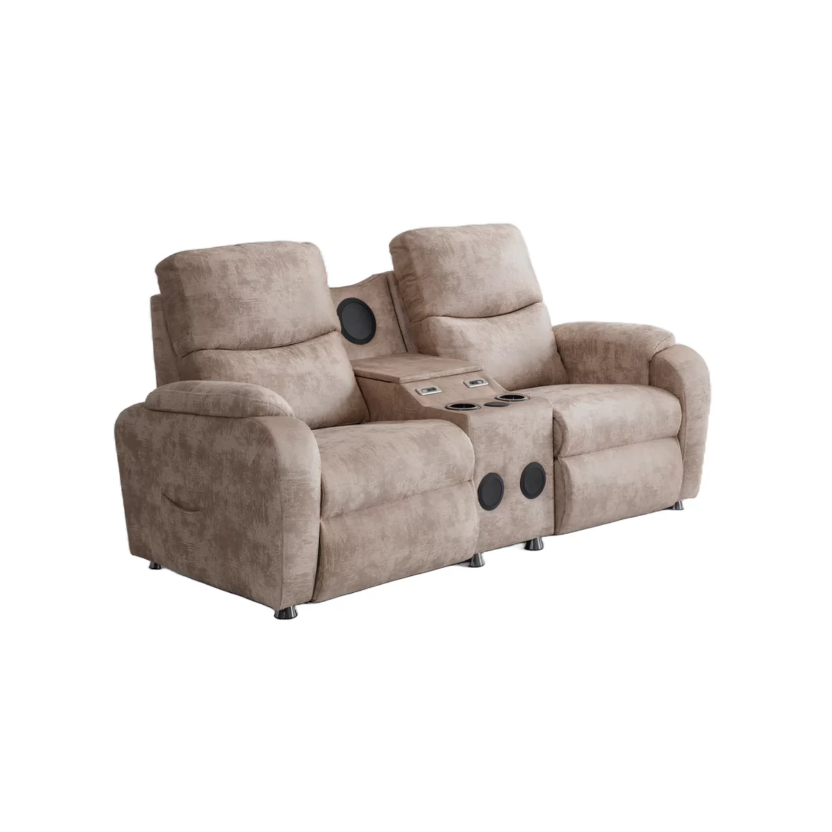 babil double reclining sofa electric recliner speakers usb ports cupholders 25