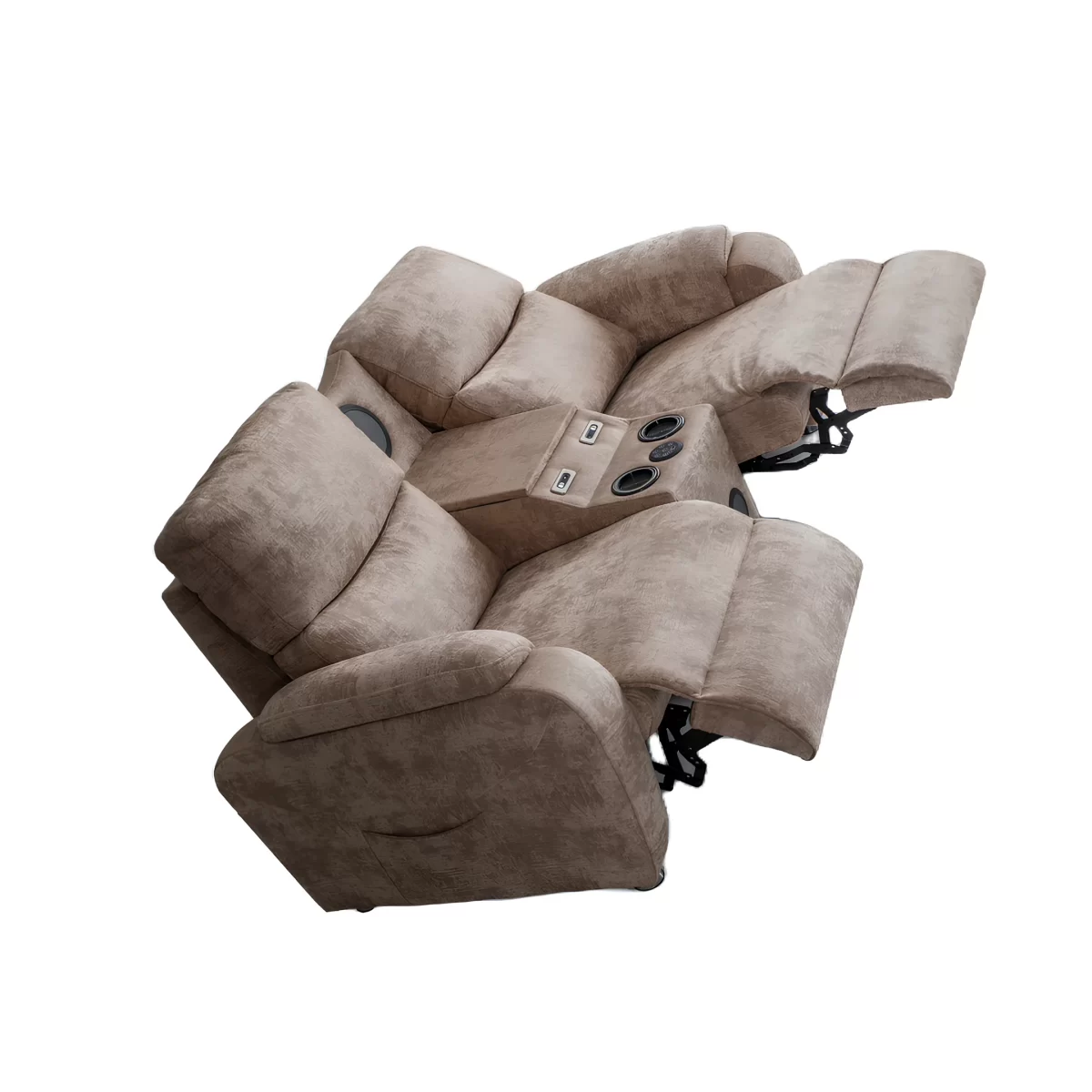 babil double reclining sofa electric recliner speakers usb ports cupholders 3 2