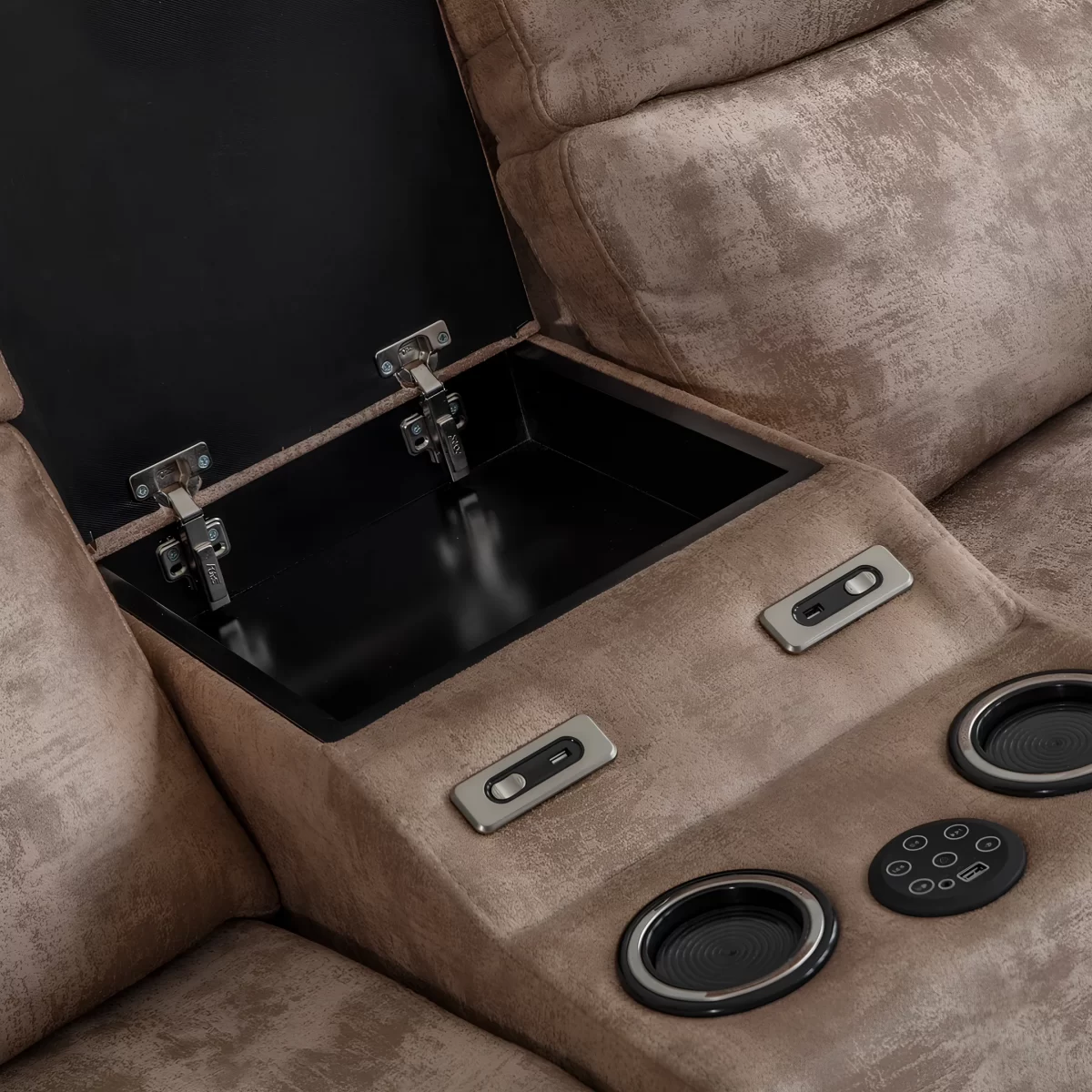 babil double reclining sofa electric recliner speakers usb ports cupholders 9
