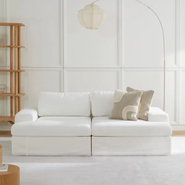 siesta pro modular sofa 2 modules off white linen feather